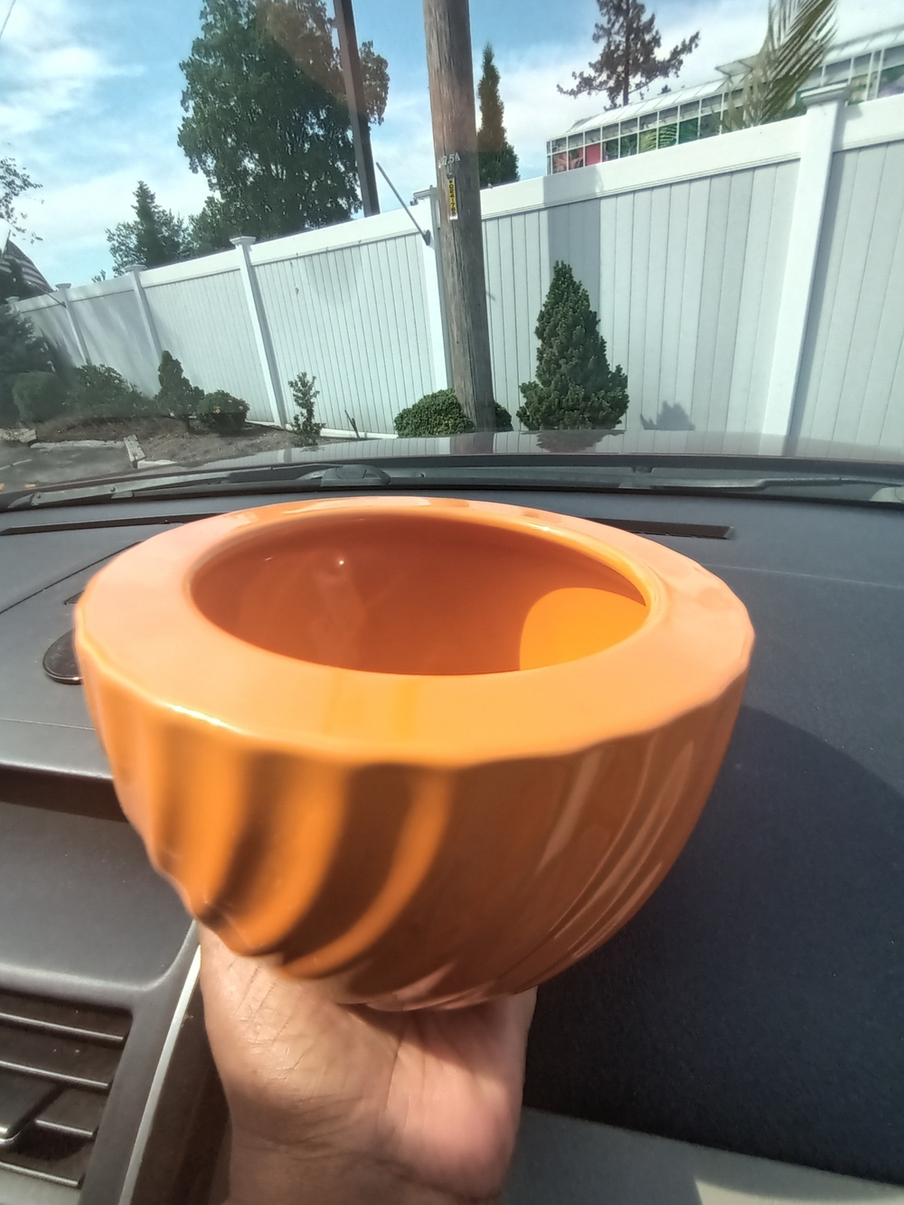 Vintage Orange Ceramic Decorative Bowl